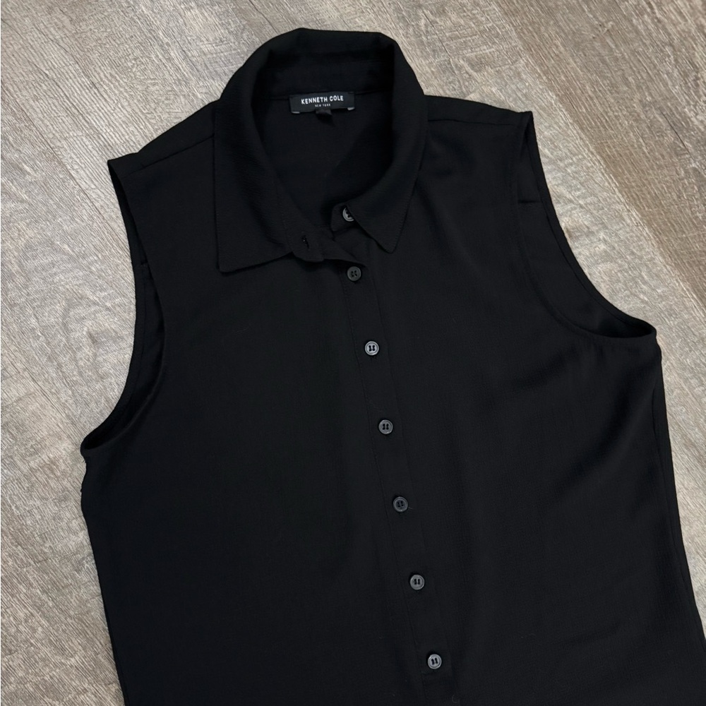 Kenneth Cole Sleeveless Button Down Tunic Black Sz S